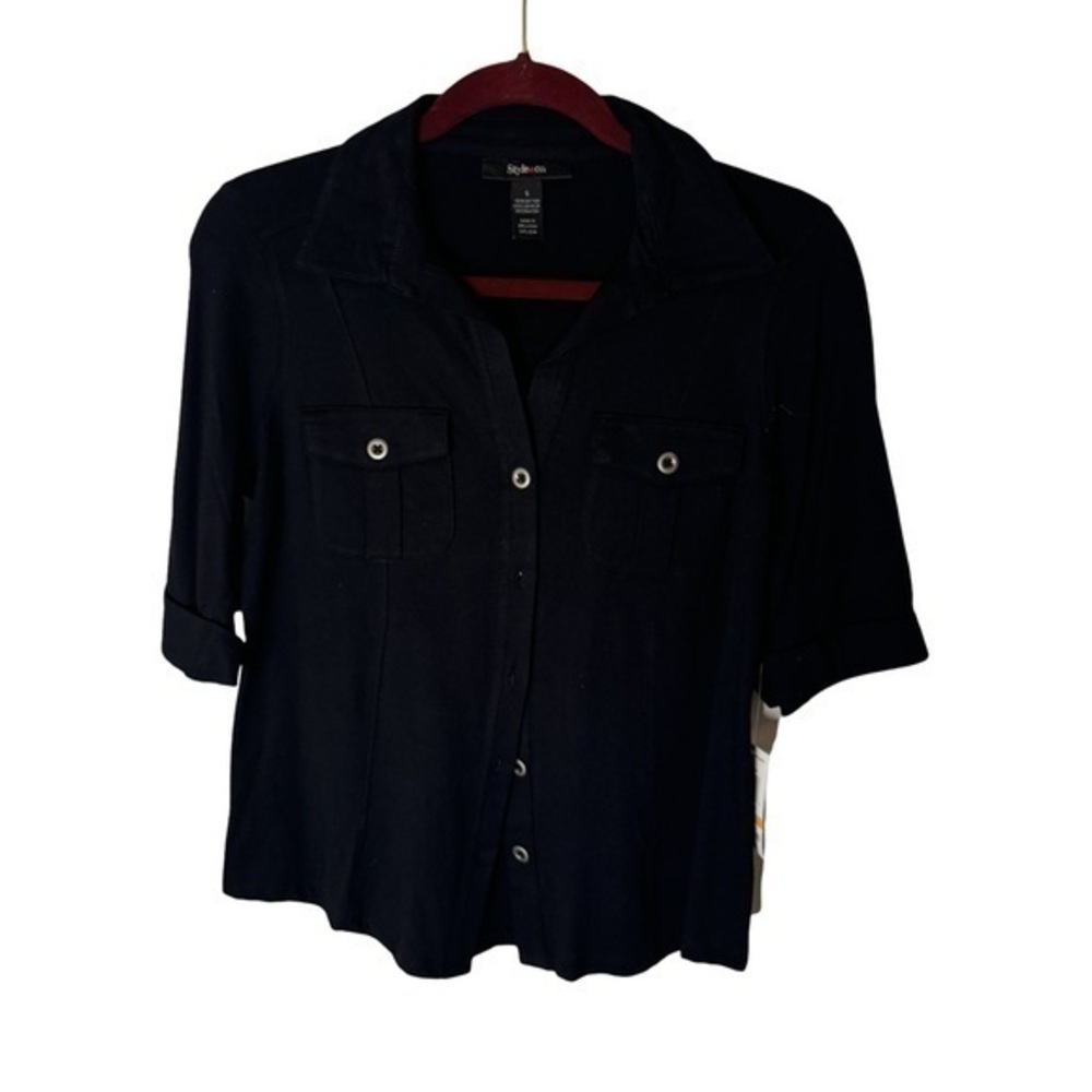 Style and Co Black Cotton Blouse – New with Tags
